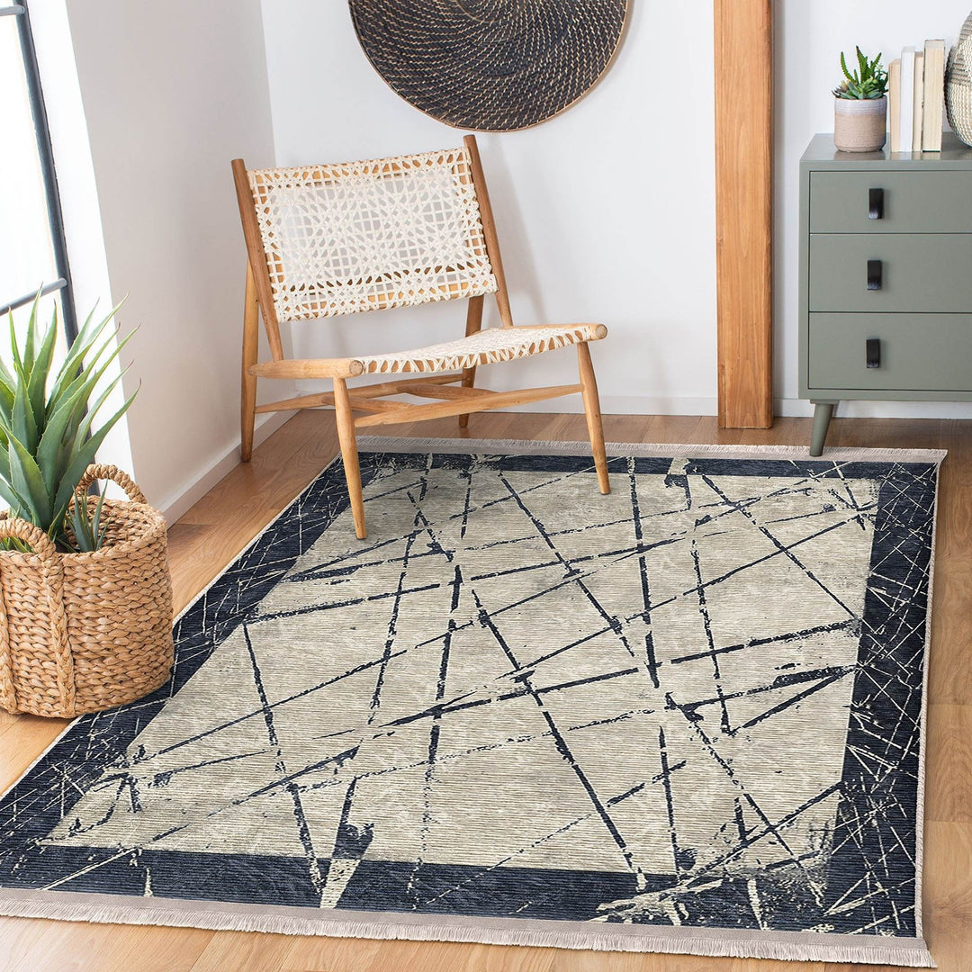 Abstract Area Carpet|Decorative Area Rug|Boho Design Rug|Machine-Washable Fringed Non-Slip Mat|Multi-Purpose Anti-Slip Housewarming Carpet