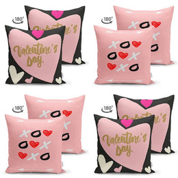 Set of 4 Valentine's Day Pillow Covers|XO XO Print Pillowcase|Pink Heart Cushion Case|Romantic Pillowtop|Love Throw Pillow Case|Gift for Her