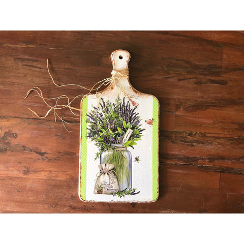 Wooden Serving Board|Floral Serving Board|Farmhouse Gift For Mom|Hand Painted Lavender Cutting Board|Wood Kitchen Decor|Custom Table Decor