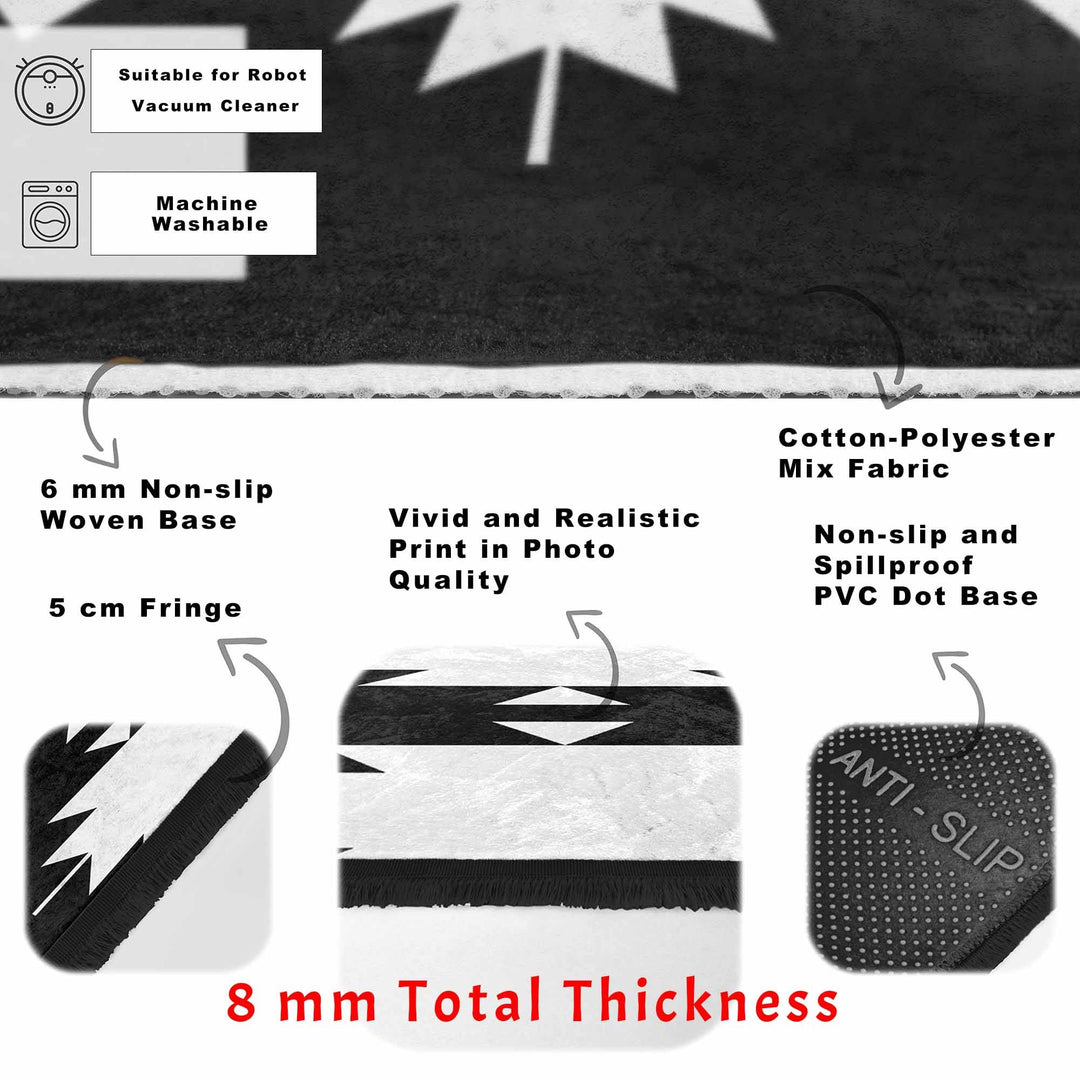 Rug Design Carpet|Southwestern Decor|Rustic Pattern Machine-Washable Non-Slip Rug|Aztec Fringed Anti-Slip Floor Mat|Ethnic Geometric Carpet