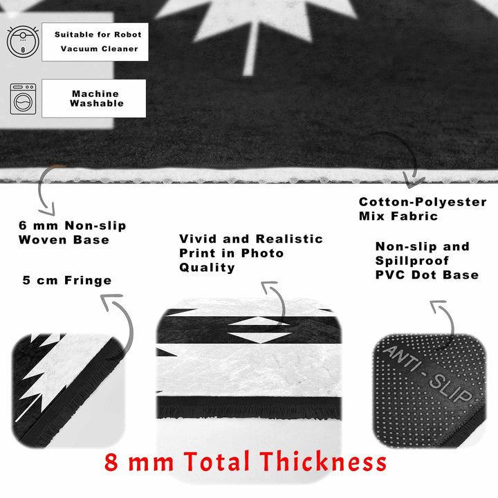 Rug Design Carpet|Southwestern Decor|Rustic Pattern Machine-Washable Non-Slip Rug|Aztec Fringed Anti-Slip Floor Mat|Ethnic Geometric Carpet