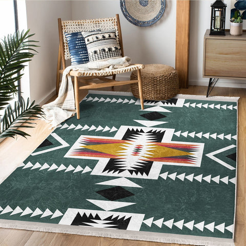 Rug Design Carpet|Southwestern Rug|Ethnic Pattern Machine-Washable Non-Slip Rug|Aztec Fringed Anti-Slip Floor Mat|Rustic Geometric Decor