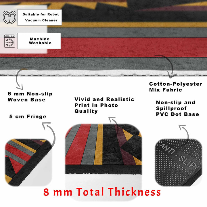 Rug Design Carpet|Ethnic Geometric Rug|Southwestern Carpet|Terracotta Aztec Fringed Floor Covering Rug|Machine-Washable Non-Slip Carpet