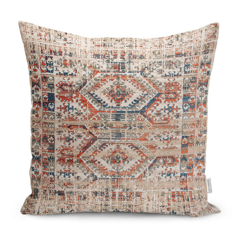 Kilim Pattern Pillow Case|Farmhouse Style Vintage Ottoman Throw Pillowtop|Worn Looking Cushion Case|Faded Pillow Cover|Antique Home Decor