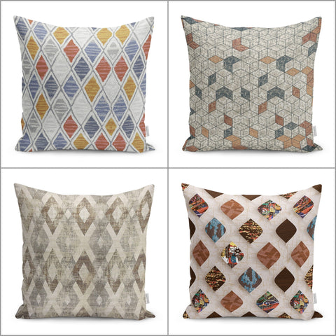 Abstract Pillow Case|Geometric Cushion|Diamond Pillowtop|Decorative Housewarming Pillow|Farmhouse Style Throw Pillowcase|Boho Cushion Cover