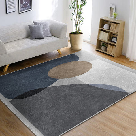 Abstract Area Rug|Bohemian Carpet|Machine-Washable Fringed Non-Slip Mat|Modern Multi-Purpose Anti-Slip Carpet|Decorative Living Room Rug