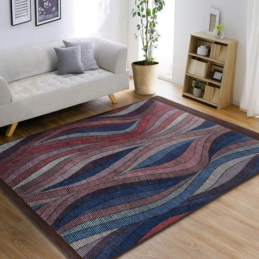 Abstract Area Rug|Modern Art Carpet|Machine-Washable Fringed Non-Slip Mat|Boho Style Multi-Purpose Anti-Slip Carpet|Abstract Living Room Rug