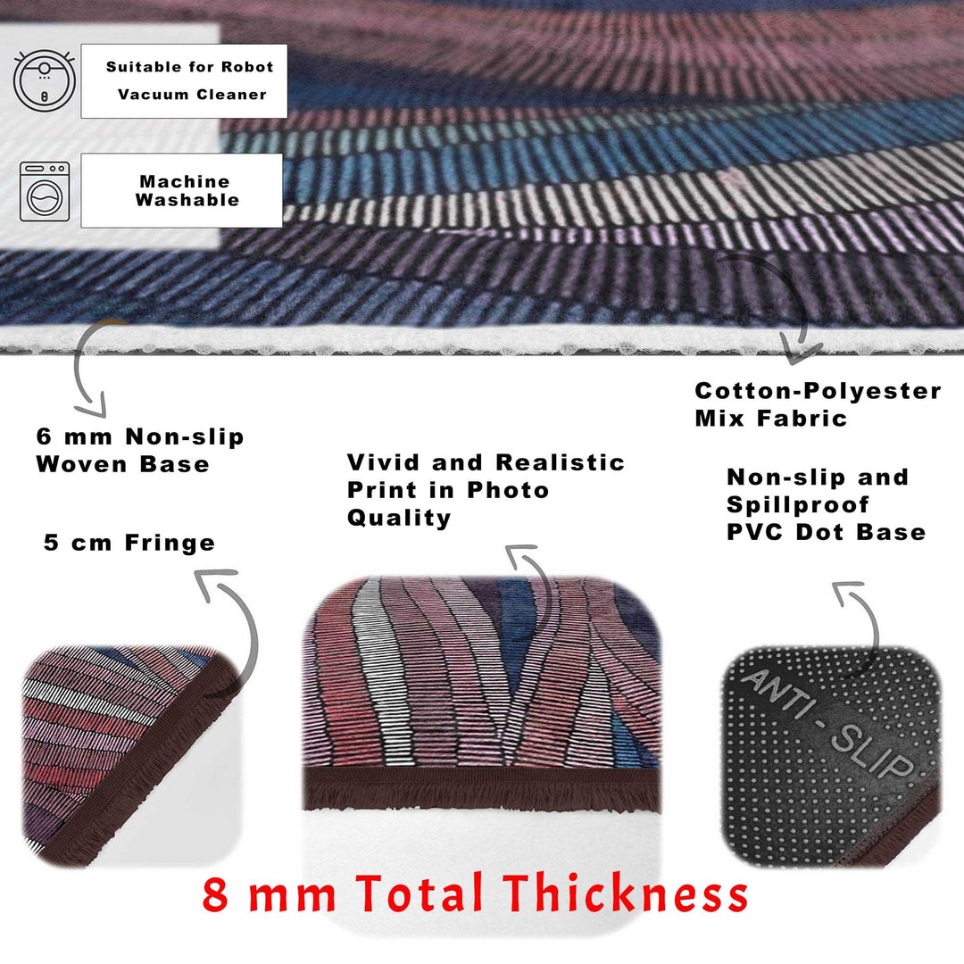 Abstract Area Rug|Modern Art Carpet|Machine-Washable Fringed Non-Slip Mat|Boho Style Multi-Purpose Anti-Slip Carpet|Abstract Living Room Rug