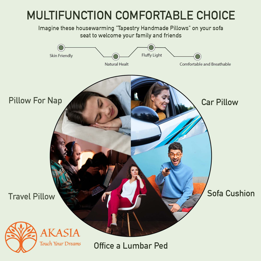 Tile Pattern Pillow Cover|Gobelin Tapestry Rug Design Pillowcase|Housewarming Throw Pillow Top|High Quality Woven Outdoor Indoor Cushion