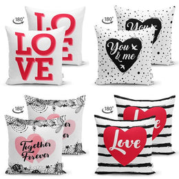 Set of 4 Valentine's Day Pillow Covers|You and Me Pillow Case|Heart Cushion Case|Together Forever Print Pillowtop|Love Throw Pillowcase