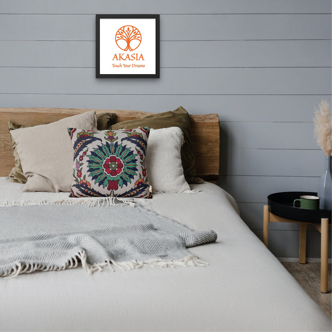 Geometric Pattern Pillow Covers|Decorative Floral Design Gobelin Cushion Case|Farmhouse Style Throw Pillow|Handmade Woven Outdoor Pillowcase