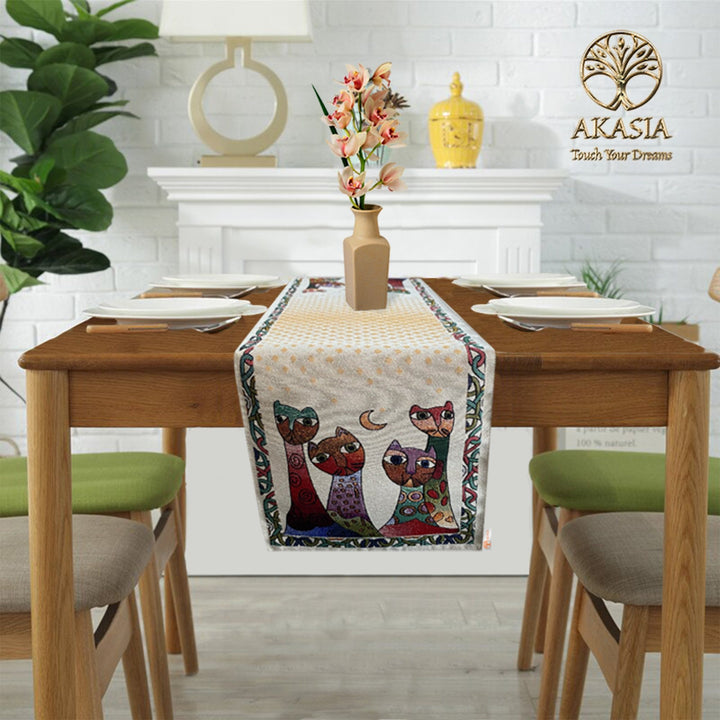 Cat Print Gobelin Tapestry Table Runner