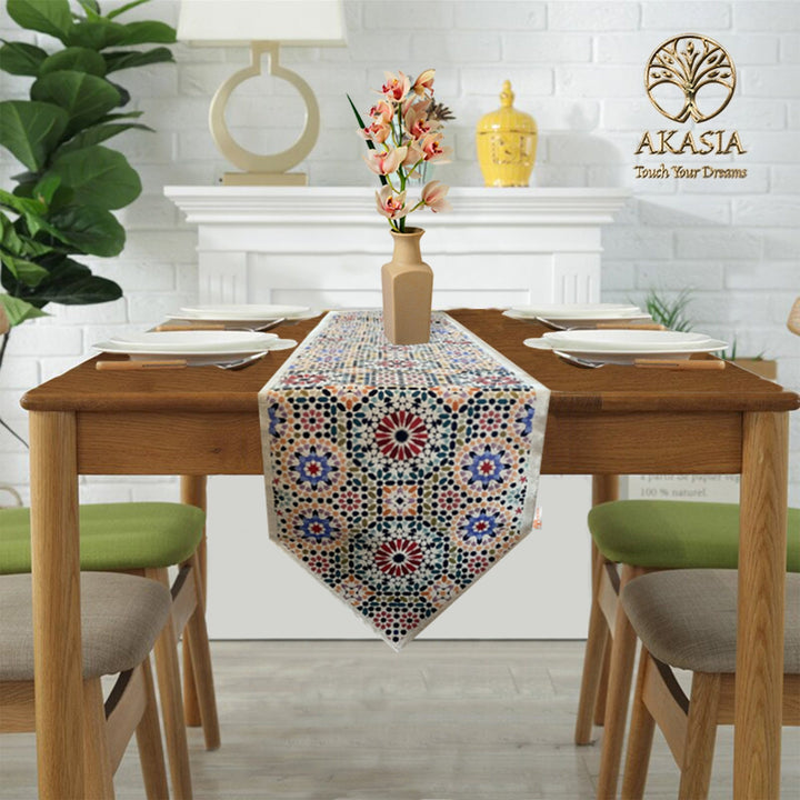 Stylish Tile Pattern Tapestry Table Runner