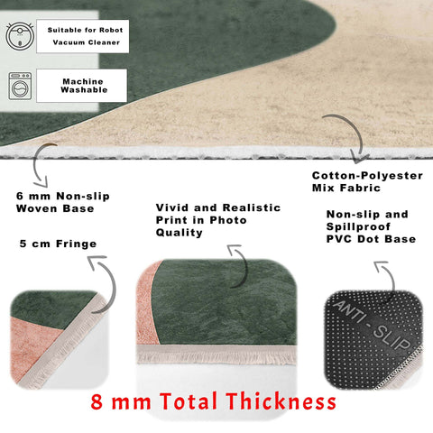 Abstract Area Rug|Bohemian Carpet|Machine-Washable Fringed Non-Slip Mat|Farmhouse Multi-Purpose Anti-Slip Carpet|Decorative Living Room Rug