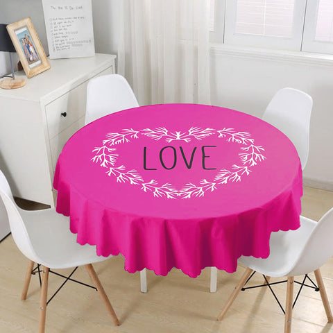 Valentine Tablecloth|Love Print Round Table Linen|February 14 Decor|Love Tabletop|Circle Romantic Table Cover|Valentine&