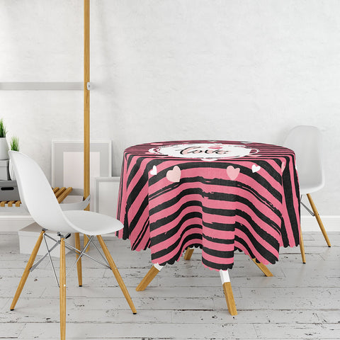 Valentine Tablecloth|Love Print Round Table Linen|February 14 Decor|Love Tabletop|Circle Romantic Table Cover|Valentine&