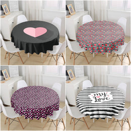 Valentine Tablecloth|Love Home Decor|Heart Print Round Table Linen|My Love Tabletop|Circle Romantic Table Cover|Valentine's Day Gift for Her