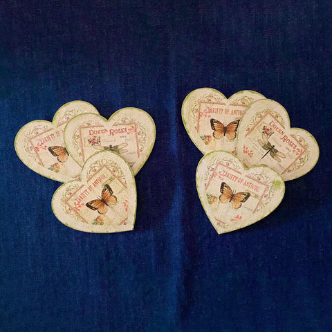 Set of 6 Love Coaster Set|Handmade Butterfly Coffee Drink Rest|Heart Shaped Tea Pad|New Home Gift For Women|Valentine&