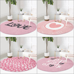 Love Themed Carpet|Valentine's Day Gift|Circular Heart Rug|Valentine Decor|February 14 Gift|Round Love Mat|Circle Romantic Rug|Love Floor