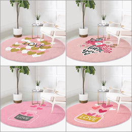 Love Floor Covering|Circular Pink Rug|Heart Floor Mat|Valentine's Day Gift|Round Love Mat|February 14 Gift|V-Day Carpet|Love You Area Rug