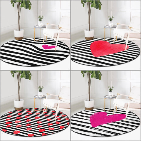 Love Round Carpet|Heart Floor Mat|Round Love Mat|Striped Love Carpet|Valentine Decor|Valentine&
