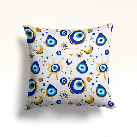 Evil Eye Pillow Cover|Turkish Greek Evil Eye Print Cushion Case|Protection Amulet Throw Pillow|Good Luck Home Decor|Nazar Bead Pillowcase