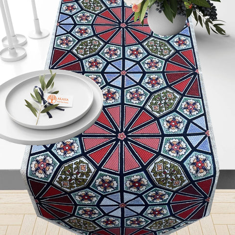 Tile Pattern Woven Tapestry Runner