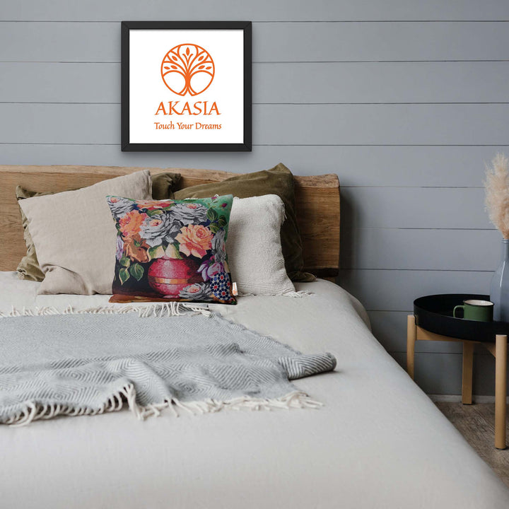 Floral Tapestry Pillow Covers|Rose Print Gobelin Throw Pillow Top|Housewarming Cushion with Flower|Woven Ethnic Design Outdoor Cushion Cover