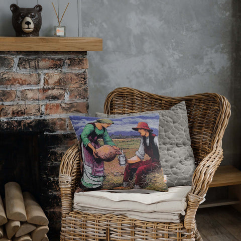 Tapestry Pillow Cover with Farm People