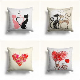 Love Throw Pillow Cover|Love Cat Cushion|Valentine's Day Pillowcase|Romantic Home Decor|I Love Us, L'amour Cushion Case|Best Gift for Her