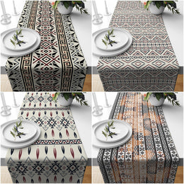 Rug Design Runner|Southwestern Table Top|Aztec Print Rustic Home Decor|Authentic Nordic Tabletop|Farmhouse Style Geometric Tablecloth