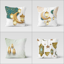 Islamic Cushion Case|Mystic Pillow Cover|Ramadan Lamp Pillow|Crescent Pillowcase|Ramadan Home Decor|Authentic Pillowtop|Gift for Muslims