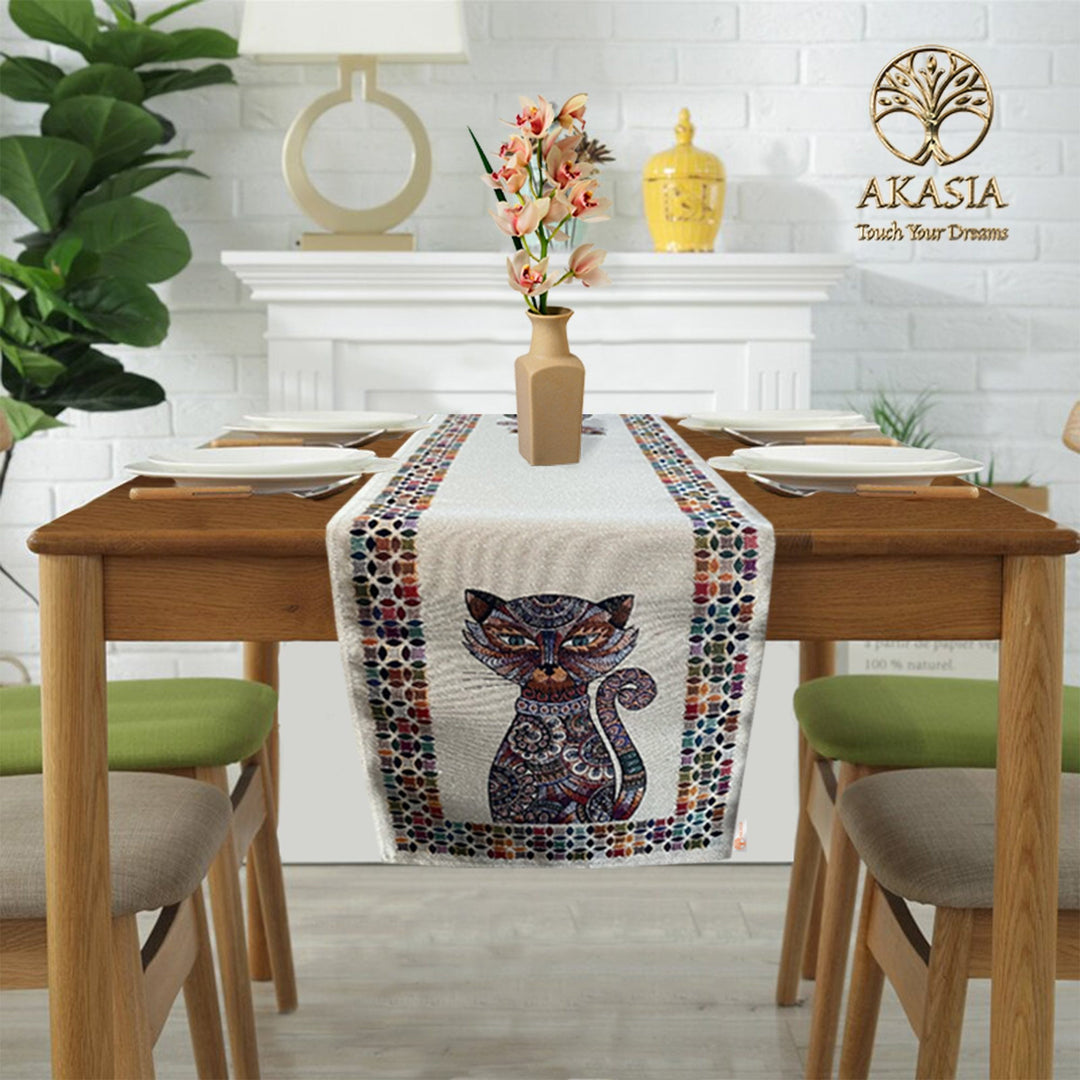 Cat Print Gobelin Tapestry Table Runner