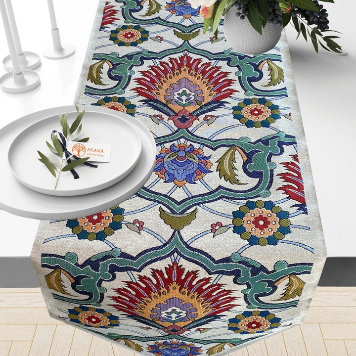 Tulip Tile Pattern Tapestry Table Runner