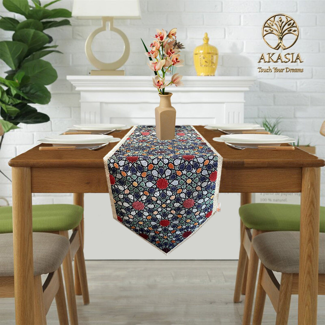 Stylish Tile Pattern Tapestry Table Runner