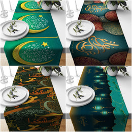 Ramadan Table Runner|Islamic Tablecloth|Mystic Motif Print Table Centerpiece|Ramadan Kareem Decor|Religious Tabletop|Gift for Muslims