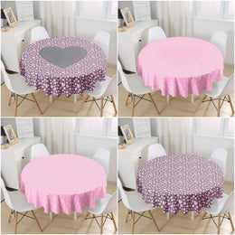Valentine Tablecloth|Heart Print Round Table Linen|February 14 Decor|Love Tabletop|Circle Romantic Table Cover|Valentine's Day Gift for Her