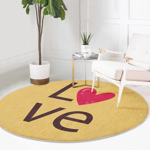 Valentine Circle Rug|Romantic Home Decor|Love Themed Carpet|Pink Round Carpet|Circle Non-Slip Rug|Heart Floor Mat|Round Love Mat