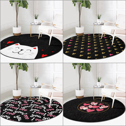 Circular Love Rug|Love Themed Carpet|V-Day Carpet|Round Floor Mat|Circular Area Mat|Heart Floor Decor|Circle Non-Slip Rug|Circle Cat Decor