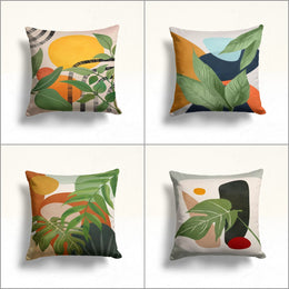 Abstract Leaves Pillow Case|Tropical Cushion Case|Modern Decorative Pillowtop|Plant Print Decor|Floral Farmhouse Cushion|Boho Bedding Pillow