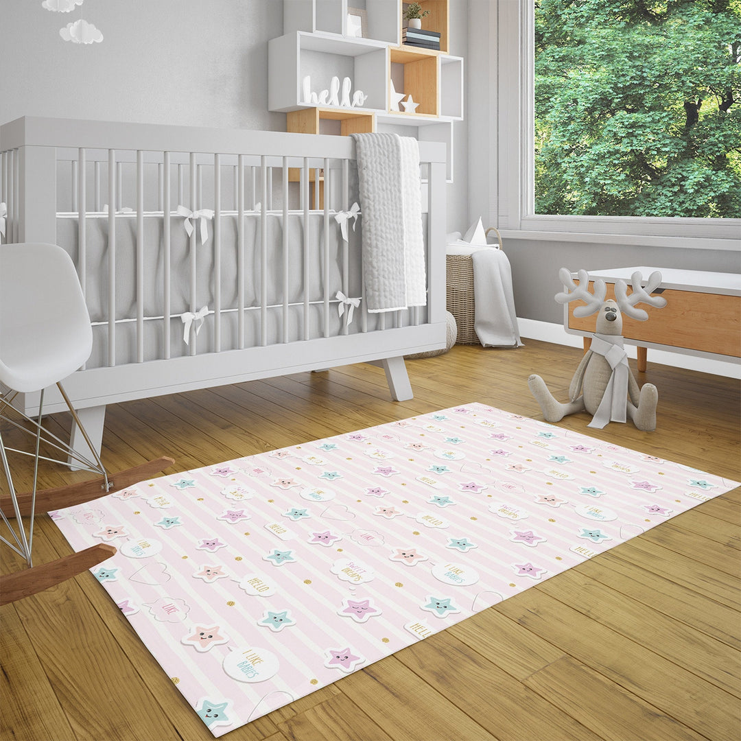 Kids Room Carpet|Grandpa Moon Rug|Cloud Non-Slip Rug|Star Print Nursery Carpet|Sweat Dreams Carpet|Children's Decorative Anti-Slip Rug