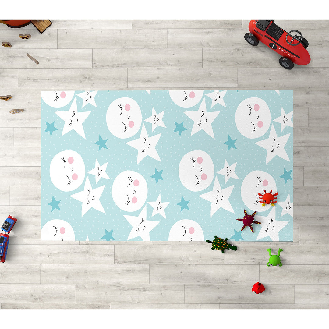Kids Room Carpet|Grandpa Moon Rug|Cloud Non-Slip Rug|Star Print Nursery Carpet|Sweat Dreams Carpet|Children's Decorative Anti-Slip Rug