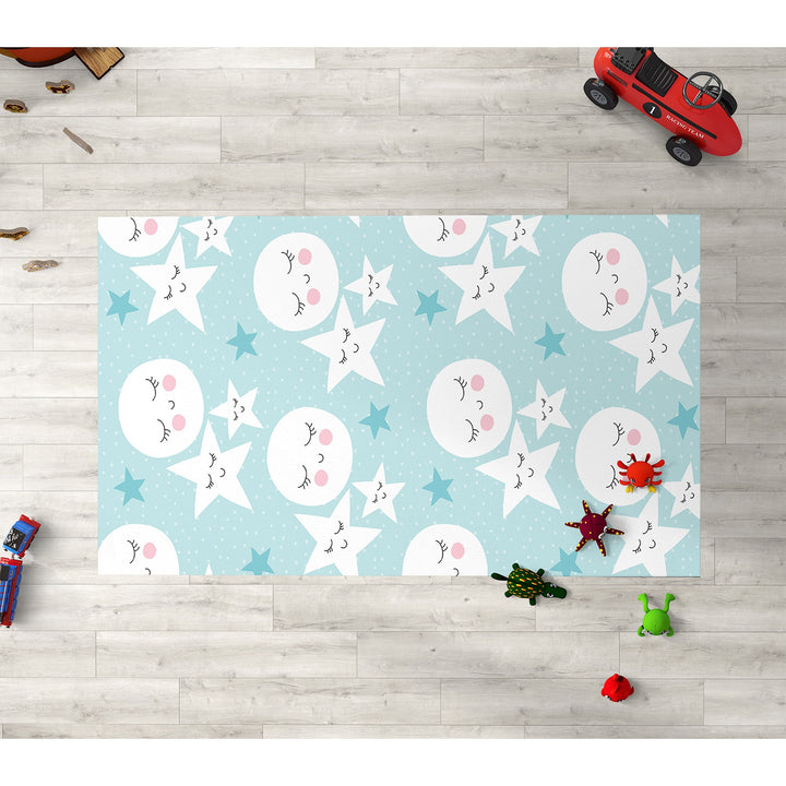 Kids Room Carpet|Grandpa Moon Rug|Cloud Non-Slip Rug|Star Print Nursery Carpet|Sweat Dreams Carpet|Children's Decorative Anti-Slip Rug