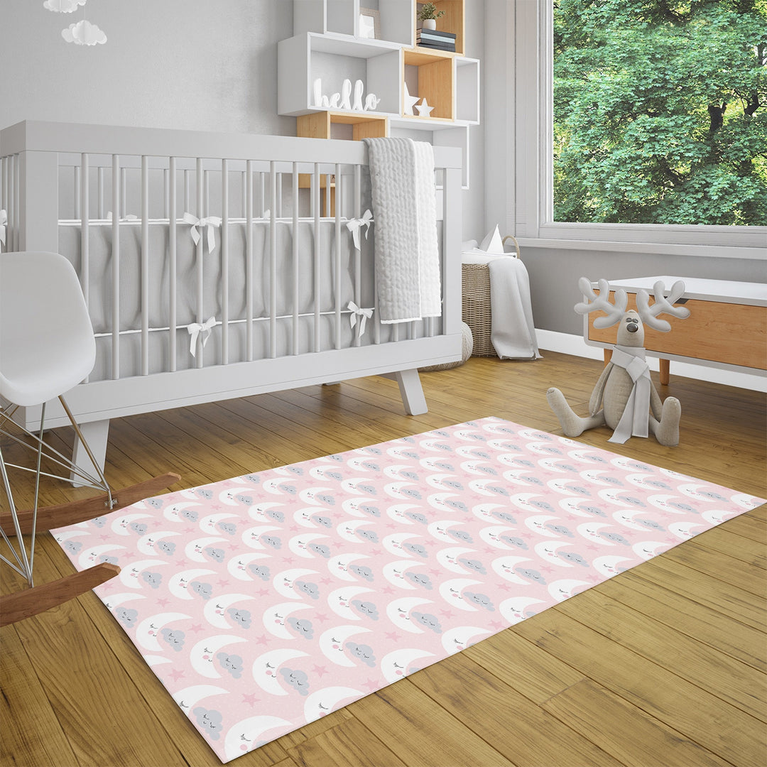 Kids Room Carpet|Grandpa Moon Rug|Cloud Non-Slip Rug|Star Print Nursery Carpet|Sweat Dreams Carpet|Children's Decorative Anti-Slip Rug