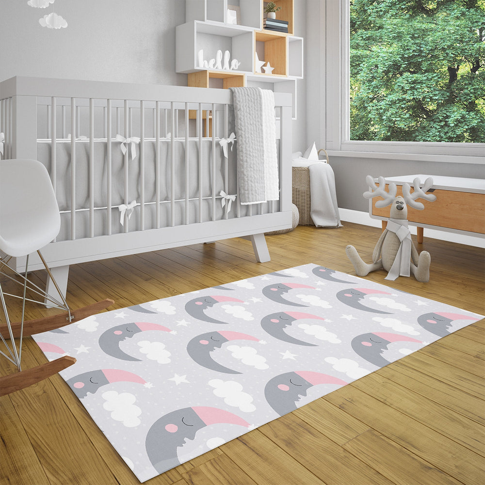 Kids Room Carpet|Grandpa Moon Rug|Cloud Non-Slip Rug|Star Print Nursery Carpet|Sweat Dreams Carpet|Children's Decorative Anti-Slip Rug