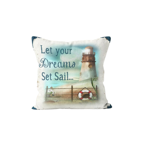 Coastal Pillow Case|Starfish Cushion Cover|Navy Marine Pillowcase|Beach House Decor|Lighthouse and Seashell Nautical Throw Pillow Cover