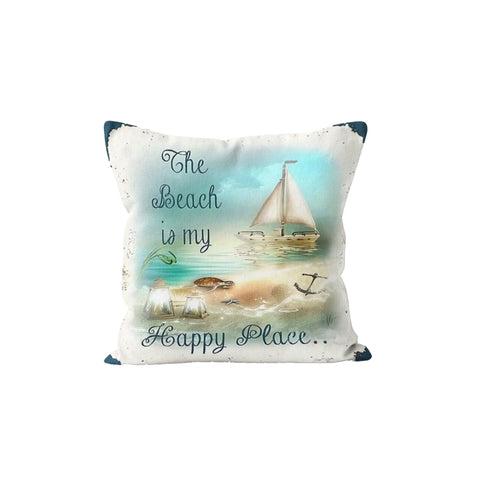 Coastal Pillow Case|Starfish Cushion Cover|Navy Marine Pillowcase|Beach House Decor|Lighthouse and Seashell Nautical Throw Pillow Cover