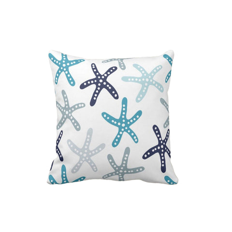 Nautical Pillow Case|Seahorse and Starfish Coastal Throw Pillow Cover|Octopus, Anchor Cushion Cover|Sea Turtle Cushion|Beach House Decor