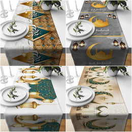Eid Table Runner|Ramadan Tablecloth|Religious Table Centerpiece|Eid Mubarak Decor|Crescent Home Decor|Gift for Muslim|Islamic Tablecloth