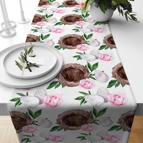 Easter Table Runner|Happy Easter Kitchen Decor|Decorative Colorful Egg Print Tabletop|Floral Egg Holiday Decor|Spring Trend Tablecloth